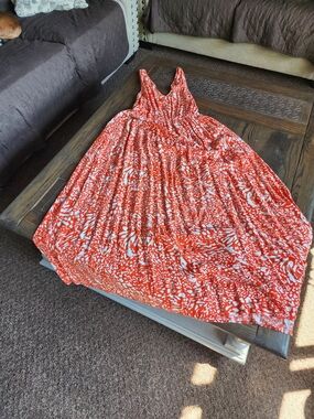 Orange and White Printed Maxi Dress
